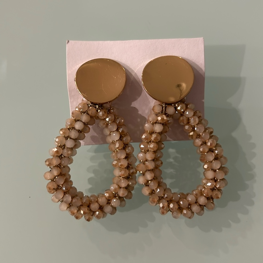 Glass beaded drop stud dangle earrings